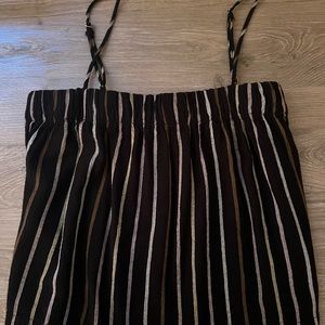 Black Loose Spaghetti Strap Blouse With Stripes